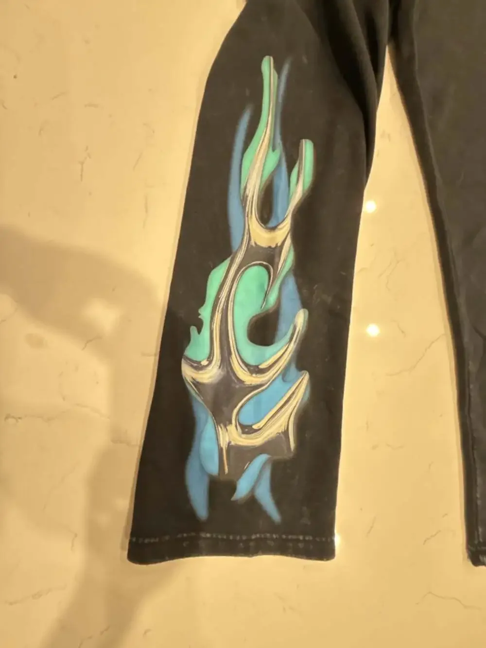 Von Dutch Black Flame Graphic Fleece Sweatpants